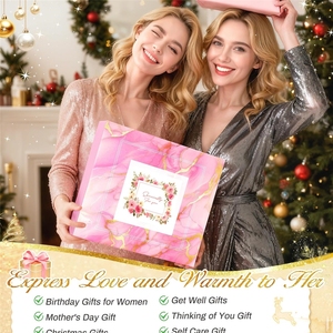 LQ260619 Canasta de Regalos de Cumpleaños para Mujeres, Mamá, para Recuperación, Cuidado Personal, para Amiga, Set de Spa Relajante - Manta de Franela de Lujo con Rosas - Product Image 2