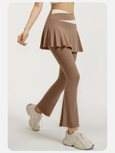 2025 nuevas faldas de <span class=keywords><strong>Tenis</strong></span> de Yoga para mujer, mallas deportivas de dos piezas de cintura alta, falda de secado rápido para gimnasio, mallas atléticas para correr - Product Image 3