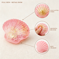 Balle anti-stress en forme de coquille Saint-Jacques, remplie de paillettes dorées, jouet sensoriel mignon en forme de coquillage marin, cadeau pour jeunes et adolescents