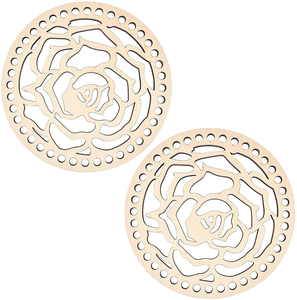 Lot de 2 bases de panier en bois naturel poli de 140 mm pour crochet, fournitures de tissage artisanal DIY, décoration murale pour la maison - Product Image 1