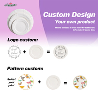 Assiettes en céramique blanches unies avec logo personnalisé, bord festonné, en porcelaine fine, pour cadeau de mariage, vente en gros