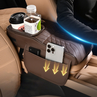 Tapis de repose-bras en cuir multifonctionnel de qualité supérieure pour voiture, avec boîte à mouchoirs, porte-gobelet et sac de rangement, pour la vente en gros