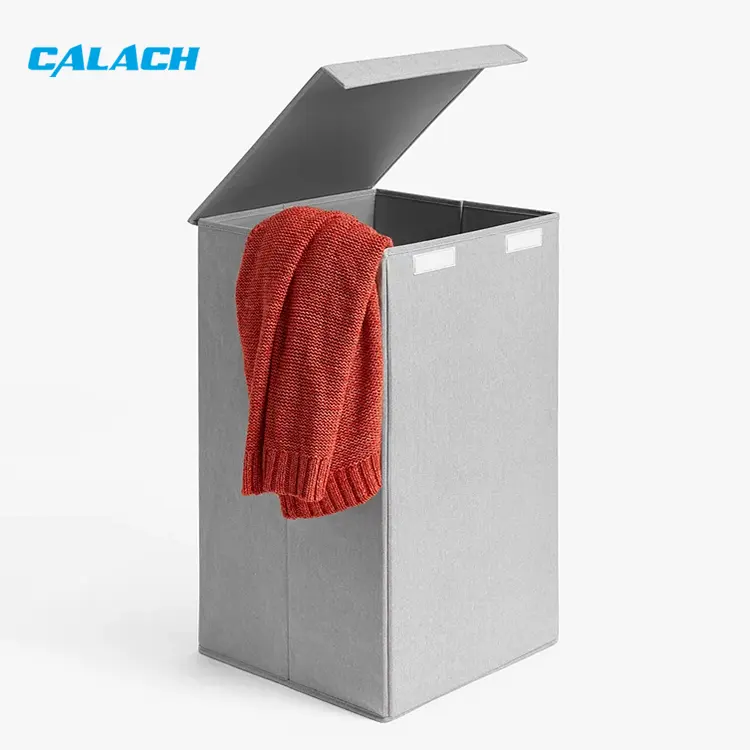 Large collapsible laundry hamper waterproof laundry basket fabric foldable storage box with lid handle