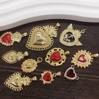 Pendentif en cuivre en forme de cœur micro-incrusté 18K, effet goutte d'huile, pour collier et bracelet DIY, accessoire fait main, vente chaude