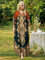 Robes longues bohèmes imprimées en viscose pour femmes, grandes tailles, style ample, pour la plage et les vacances, respirantes, type burqa musulmane, pour l'Europe et l'Amérique