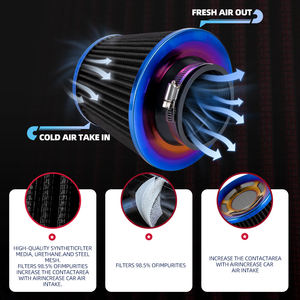 Filtres à air automobiles universels de style JDM 76 mm 3 pouces, filtre d'admission d'air, filtre à air conique à haut débit, filtre à air lavable de remplacement - Product Image 3