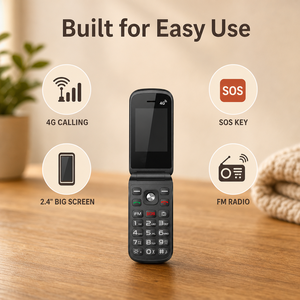 <span class=keywords><strong>Téléphone</strong></span> portable à clapet 4G <span class=keywords><strong>avec</strong></span> grand clavier en caoutchouc, <span class=keywords><strong>téléphone</strong></span> mobile pour seniors <span class=keywords><strong>avec</strong></span> touche SOS d'urgence pour les utilisateurs âgés - Product Image 3