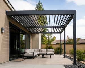 Pavillon bioclimatique extérieur en <span class=keywords><strong>aluminium</strong></span>, écran rétractable léger et imperméable, style à lamelles, similaire à une <span class=keywords><strong>pergola</strong></span> - Product Image 1