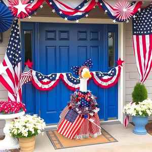Disfraz del Día de la Independencia Americana, Decoración de Jardín con Cinta Blanca de Bandera, Lazo y Adorno de Ganso para Porche - Product Image 5