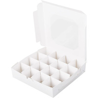 Boîtes cadeaux vides pour chocolats à 16 compartiments avec fenêtre transparente, boîte à bonbons et truffes en papier, emballage pour Mithai indien pour les cadeaux de Diwali