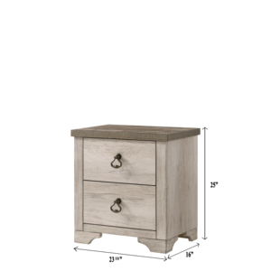 Cottage Style 2 <b>Drawer</b> Nightstand Driftwood Finish Weathered Brown Top Ring Pull Traditional <b>Storage</b> <b>Drawers</b> - Product Image 4