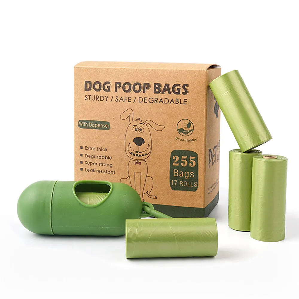 Bolsas de eliminación de desechos de caca de perro, biodegradables, 100%, compostables, de alta calidad, a prueba de fugas, bolsas para caca de perro