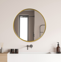 Grand cadre en plastique doré rond moderne, décoration de la maison, miroirs montés en cercle, miroir mural suspendu