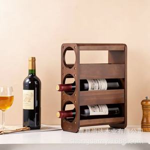 Wooden multi-tiered wine rack for red wine and champagne bottles, <b>tabletop</b> decoration for wooden wine bottles. - Product Image 3