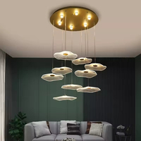 Lustre personnalisé en acrylique feuille de lotus de conception de luxe Luminaire suspendu à LED Projet de décoration pour hôtel et escaliers
