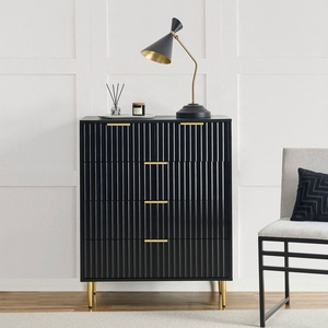 Tallboy <strong>Tall</strong> Boy Chest <strong>of</strong> <strong>Drawers</strong> Living Room Hallway Furniture Wooden Fluted 5 <strong>Drawer</strong> Dresser for Bedroom - Product Image 3