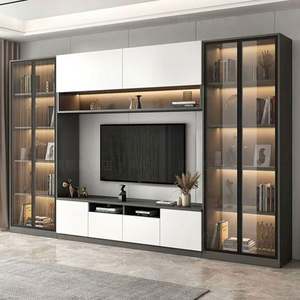 Meubles de salon en bois contemporains au design moderne Meuble TV noir mural - Product Image 4