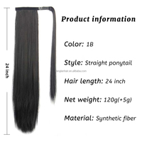 Extensions de Cheveux Synthétiques à Queue de Cheval Pré-Liées Longues et Lisses en Fibre Haute Température pour Femmes Noires – Vente en Gros