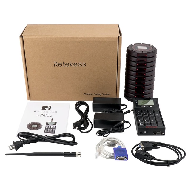 Long Distance FSK Modulation Wireless Pager Queuing Call System With Screens Retekess TD159