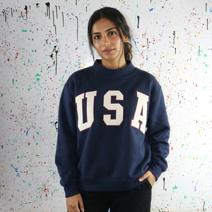 Sudadera de Invierno con Cuello Alto Estilo USA, 100% Algodón, Color Personalizado, Apliques Bordados, Cuello Ancho, Hilos Finos - Product Image 1