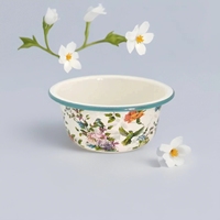 Ensemble de 3 bols à mélanger en émail Senny, 24, 28, 32 cm, motif floral et oiseaux, bords roulés, bols emboîtables, vente en gros, usine pour la cuisine
