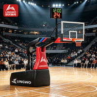 Support de basket-ball mobile manuel et électrique hydraulique à hauteur réglable avec logo pour la compétition