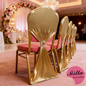 Housse <span class=keywords><strong>de</strong></span> dossier <span class=keywords><strong>de</strong></span> <span class=keywords><strong>chaise</strong></span> décorative à anneau élastique, housse <span class=keywords><strong>de</strong></span> <span class=keywords><strong>chaise</strong></span> à nœud, sans lavage, estampage à chaud, housse <span class=keywords><strong>de</strong></span> <span class=keywords><strong>chaise</strong></span> en spandex métallique - Product Image 4