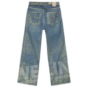 กางเกงยีนส์ขากว้างทรงตรงสลิมฟิตกางเกงสตรีทสุดเก๋ - Product Image 3