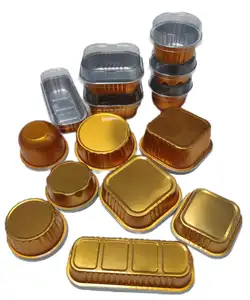 Sealable PP Foil Containers Bakery Reusable Food Canned Packaging Gold Smoothwall Aluminum Foil Tray with PP and Fo