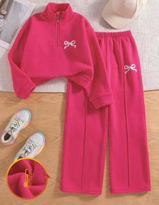 Set di 2 Pezzi per Ragazze Adolescenti: Felpa Casual con Collo Tondo e Maniche Lunghe con Motivo a Farfalla e Pantaloni, Completo Autunno-Inverno - Product Image 2