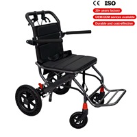 Chaise de voyage pour adultes et personnes âgées avec levier de bagage, roue arrière de 12 ", siège de 18.5" de large, fauteuil roulant d'avion portable ultra-léger
