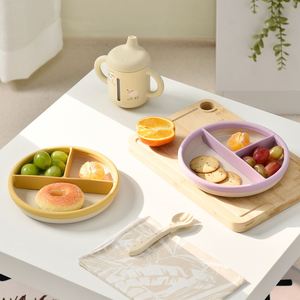 BPA Free Compartmentalized Silicone Bowl <b>Food</b> Grade Reusable Sustainable Toddler Kids Mealtime Dinnerware <b>Tray</b> - Product Image 5