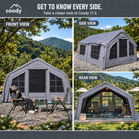 Tente gonflable familiale Coody Familia 17.2 Air - Gris, camping en plein air, 4 saisons, coupe-vent, ouverture rapide, grande tente gonflable familiale pour le camping
