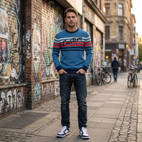 Pull-over en tricot personnalisé OEM/ODM 2026 avec logo tendance, broderie, en coton, col rond, pour hommes