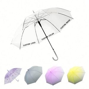 Customized Personalized Logo Gradient Transparent Umbrella Long-handled Umbrella Color Transparent Umbrella Promotional <b>Gift</b> - Product Image 1