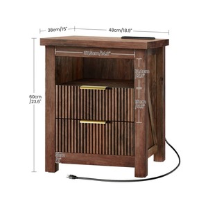 Mesa Auxiliar Acanalada con Cajón al por Mayor, Mesa Auxiliar Moderna Acanalada con Cajones, Mesa Auxiliar Acanalada con Cajón para Lámpara - Product Image 2