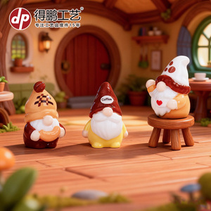 Cute Coffee Colored Gnome Figurines Resin Miniature Garden Ornaments Indoor Outdoor Decorations Irregular Shape Freestanding - Product Image 3