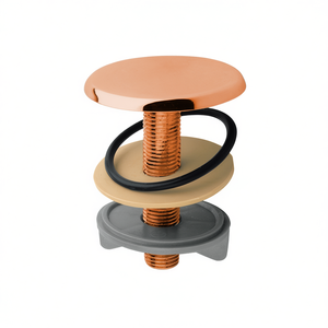 Tapa de desagüe de latón chapado en cobre, 13 cm de ancho, 10 cm de altura, para lavabo o bañera - Product Image 3