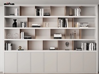 Vitrine en verre minimaliste moderne avec éclairage LED, rangement pour livres intégré sur mesure, menuiserie pour salon de villa