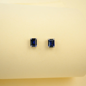 925 Silver Cultured Blue Sapphire <b>Earrings</b> 925 Silver <b>Earrings</b> Women's silver <b>earrings</b> Blue Sapphire <b>Stud</b> <b>Earrings</b> - Product Image 5