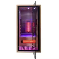 Nouvelle Cabine de Sauna Infrarouge Lointain Moderne pour la Maison, en Bois de Pruche Massif, Chauffage Électrique, Panneau de Commande Informatisé, Mini Villa en Bois Carboné Coloré
