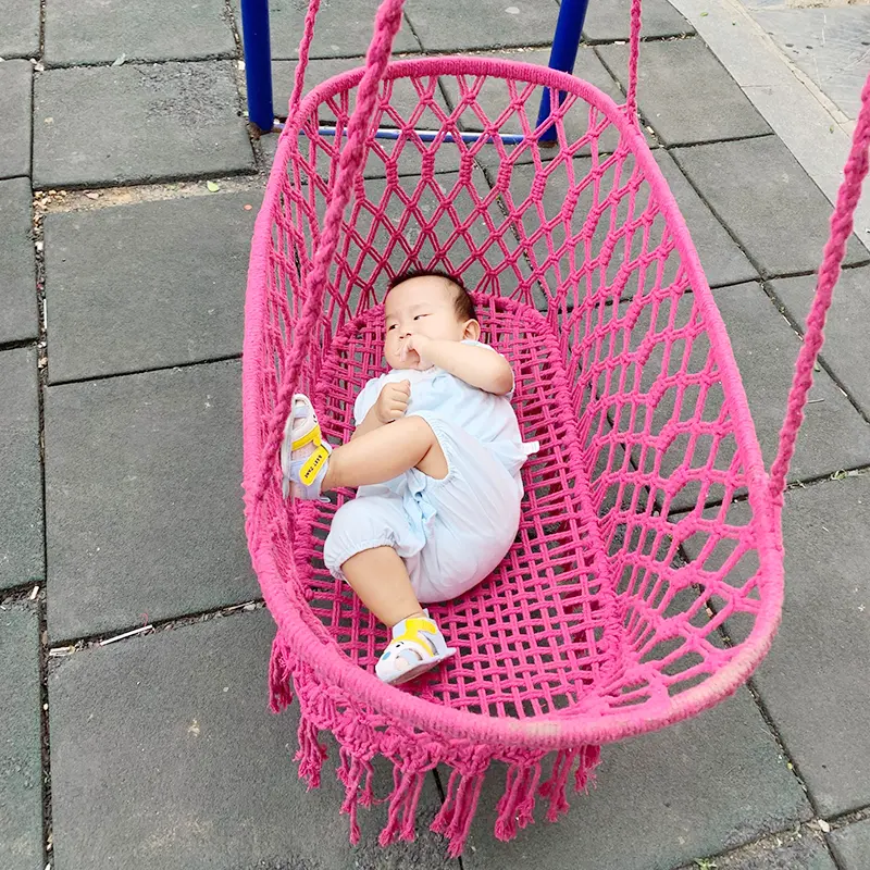 Hamaca colgante de cuerda para bebé, muebles de interior, silla de columpio de macramé para bebé