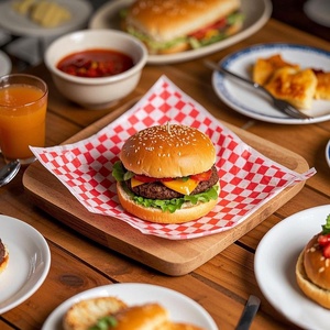 Cuộn giấy gói dùng một lần không chứa PFAS, chống dầu, in logo, 30g 35g 40g, bộ 5 tờ giấy chống dầu, cấp thực phẩm - Product Image 4