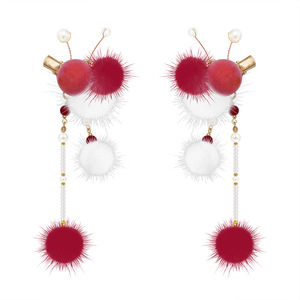 Liquidación de accesorios para el cabello Hanfu para niños, pinzas para el cabello con borlas y pompones, pinzas para el cabello de estilo antiguo etéreo, esponjosas - Product Image 5