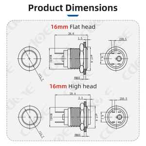 16-mm-Drucktasten schalter Selbst sperren der Druckknopf Starter Ein-und Ausschalten Elektrische Verriegelung Wasserdichte Ip65-Spst-Drucktasten - Product Image 4