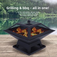 Barbecue portable multifonctionnel NFS au charbon de bois, avec revêtement en poudre, pour extérieur et cour, double usage