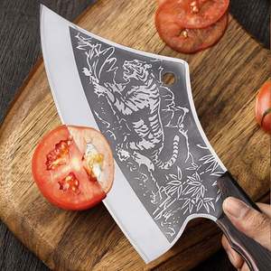 Vente en gros de couteau à découper forgé à usage intensif manche en bois couperet de boucher motif de couteau couperet à viande de cuisine gaine en cuir - Product Image 4