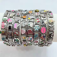 Liens de bracelet DIY en acier inoxydable, breloques émaillées assorties, fermoirs à ressort entrelacés, 40 modèles, lot mixte, composants
