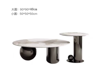 Ensemble de tables basses modernes de luxe, table basse ronde, table basse en pierre frittée dorée, base en acier inoxydable pour salon, maison