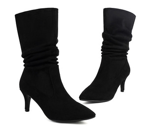 Bota Feminina Estilo Ocidental em Camurça com Sola Antiderrapante e Salto Fino - Product Image 1